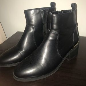 Black Ankle Booties with Gold Accent size 6.5